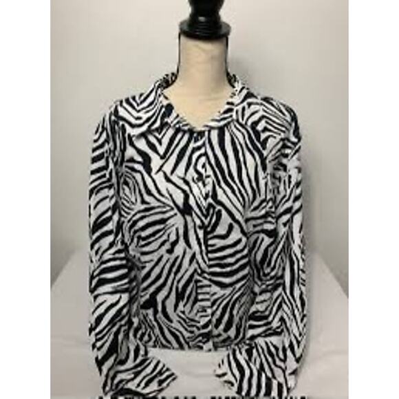 Chaps Ralph Lauren Classics Shirt 1x cotton Zebra Black White Button down shirt - Picture 1 of 9